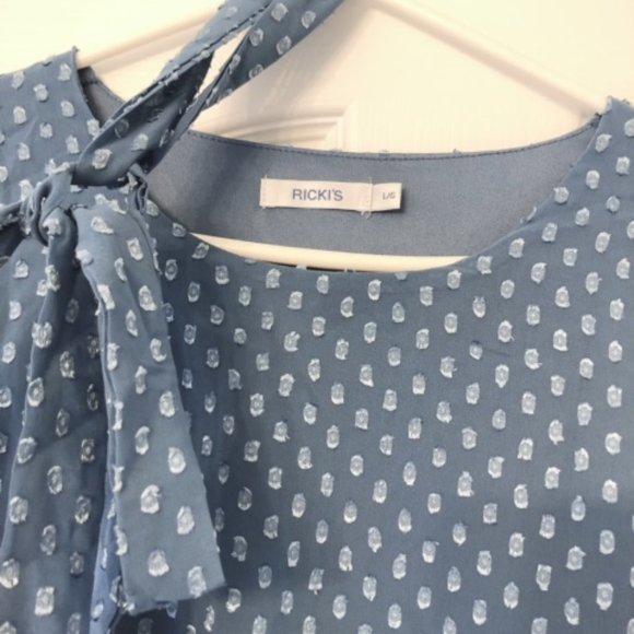 NEW Ricki's Blouse / Navy Blouse with polka dots - Picture 7 of 9